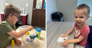 young boy and girl performing age appropriate chores